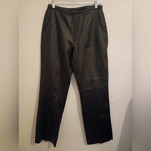VTG Uniform John Paul Richard Black Boot Cut Leather Pants Sz 10